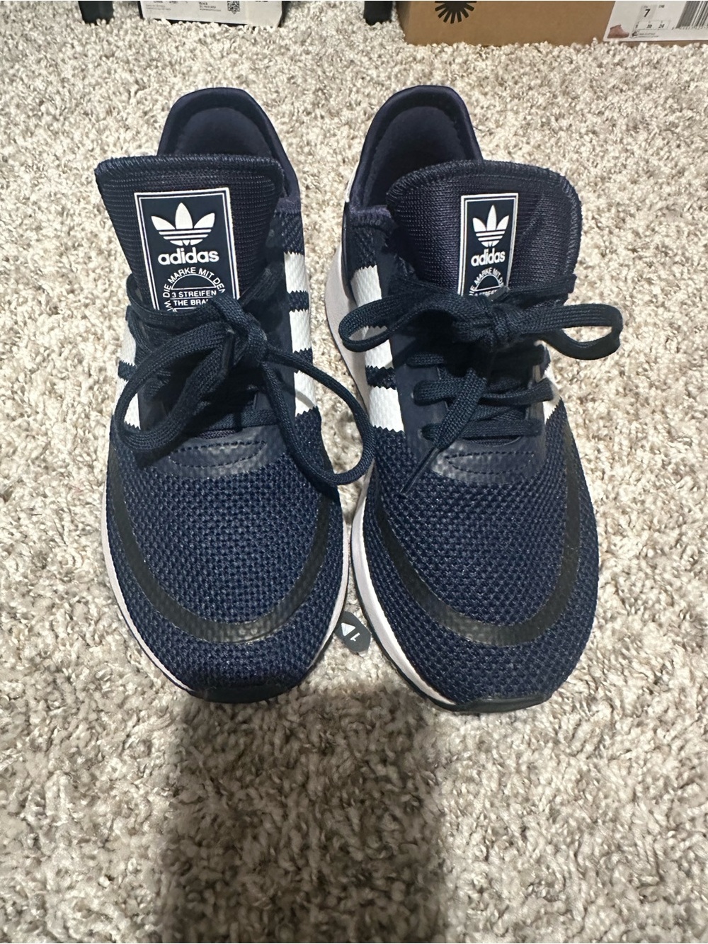 adidas Kids Navy and White Running Sneakers